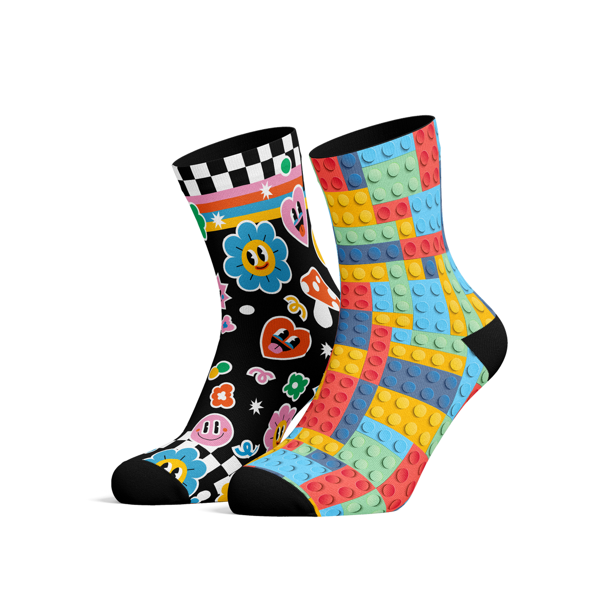 Sticker & Blocks Kids Crew Socks Combo
