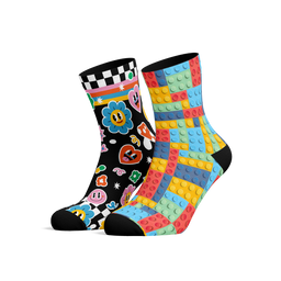 Sticker & Blocks Kids Crew Socks Combo